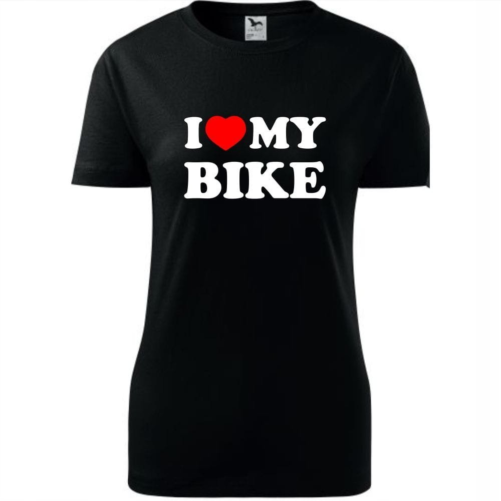 Damska Koszulka z Nadrukiem Rowerowa I love my bike Prezent dla Rowerzystki czarny L