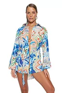 Koszule damskie - Trendyol Damska koszula o regularnym kroju z kołnierzykiem, niebiesko-wielokolorowa, 38, Niebiesko-wielokolorowe, 64 - miniaturka - grafika 1