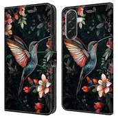 Portfele - Dla Samsung Galaxy A56 5G Skórzane etui Wzór Drukowanie Portfel Stojak Stojak Klapka Pokrowiec na telefon - Zielona Sroka Wielobarwny Green Magpie - miniaturka - grafika 1