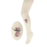 Skarpetki damskie - Rajstopki dziecięce milusie princessa bawełna siateczka z śliczną aplikacją, ecre, Milusie - miniaturka - grafika 1