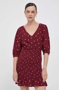 Pepe Jeans sukienka kolor bordowy mini prosta - Sukienki - miniaturka - grafika 1