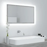 Lustra - vidaXL Lustro łazienkowe z LED, szarość betonu, 80x8,5x37 cm, płyta - miniaturka - grafika 1