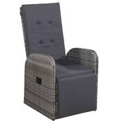 Fotele i krzesła ogrodowe - vidaXL Rozkładany fotel ogrodowy z poduszką, rattan PE, szary - miniaturka - grafika 1