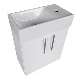 Mała szafka łazienkowa wisząca z umywalką lewa/prawa drzwi praktyczna biała - Szafki łazienkowe Mała szafka łazienkowa wisząca z umywalką lewa/prawa drzwi praktyczna biała - Szafki łazienkowe - miniaturka - grafika 1