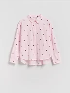 Bluzki dla dziewczynek - Reserved - Wzorzysta koszula z bawełny - pastelowy róż - miniaturka - grafika 1