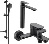 Zestawy baterii łazienkowych - Mexen Milo DF05 zestaw wannowy, czarny - 71313DF05-70 - miniaturka - grafika 1