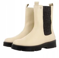 Botki damskie - GIOSEPPO BOTKI BEŻOWE Z CZARNĄ ELASTYCZNĄ WSTAWKĄ 37 T6A - miniaturka - grafika 1