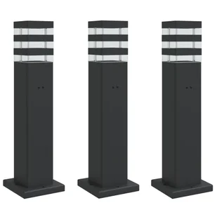 Zewnętrzne lampy stojące, z gniazdkami, 3 szt., czarne, 50 cm - Lampy ogrodowe - miniaturka - grafika 1