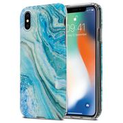 Etui i futerały do telefonów - Pokrowiec Etui Do Apple iPhone XS MAX w Niebiesko Zielony Marmur No. 25 Obudowa Case Cover Silikon Plecki Cadorabo - miniaturka - grafika 1