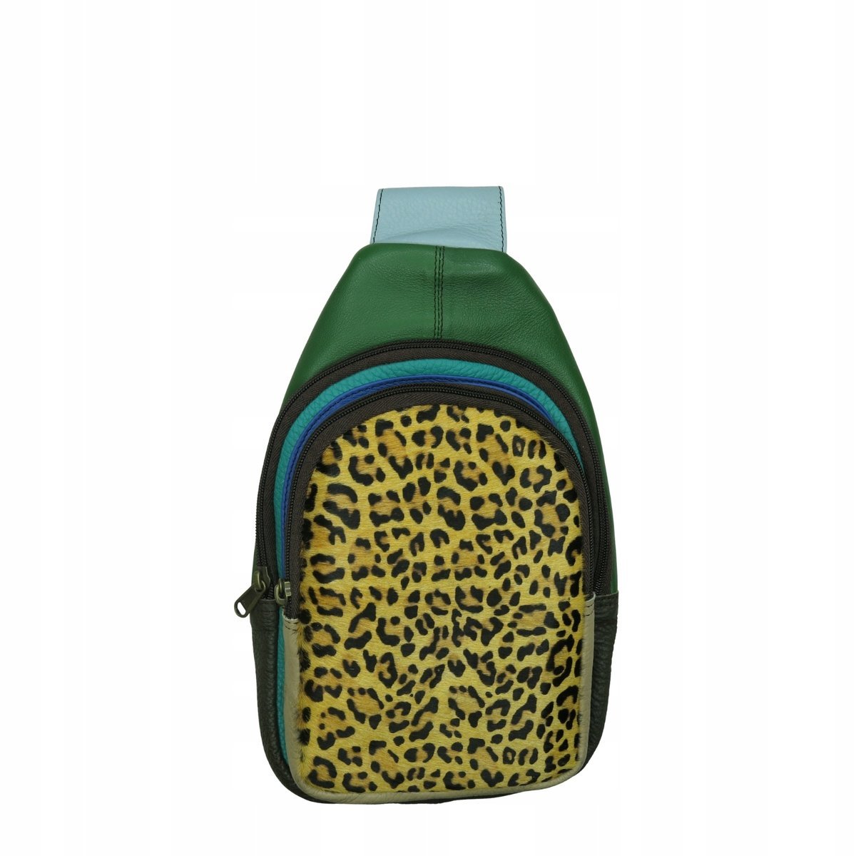 Plecak damski na jedno ramię skórzany zwierzęcy wzór wygodny pojemny OLIVKA