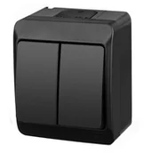 Wyłączniki światła i elektryczne - Elektro-Plast Włącznik podwójny Hermes IP44 czarny - miniaturka - grafika 1