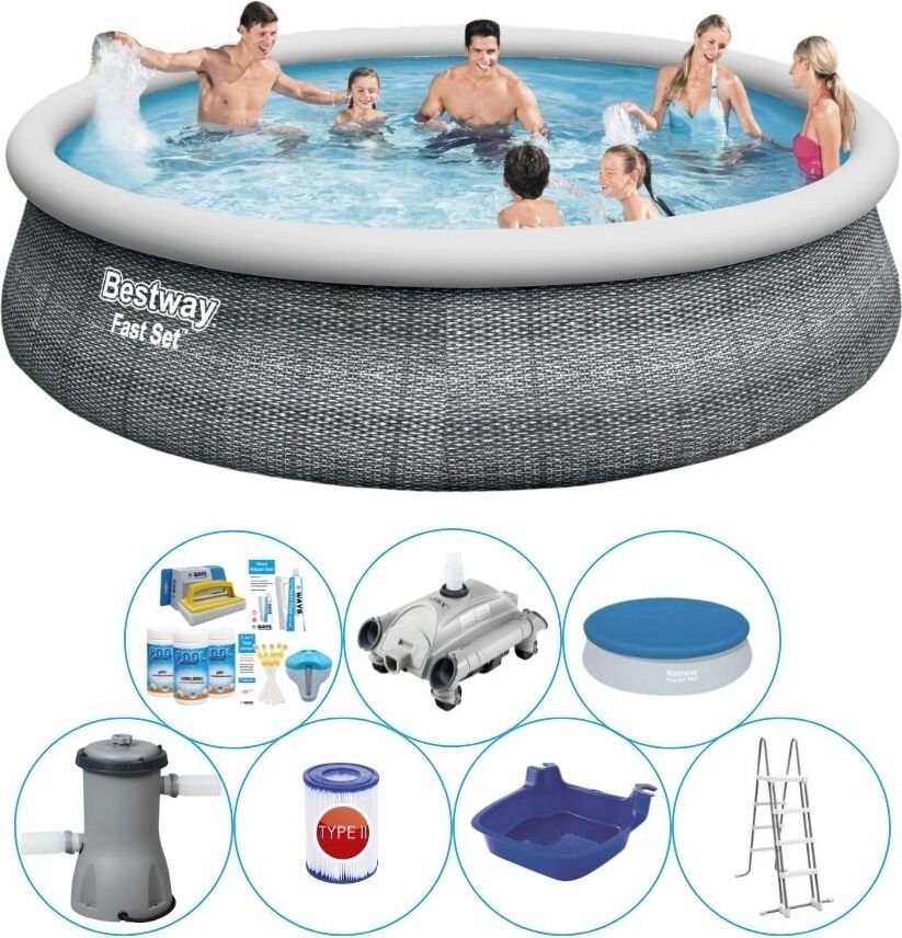 Basen Super Deal - Bestway Fast Set 457x107 cm okrągły - Rattan