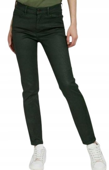 Guess Jeansy Bawełniane Z Wysokim Stanem Zielone Woskowane 26/29 Gxb