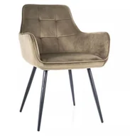 Krzesła - Krzesło Lemon Velvet Czarny / Oliwka Bluvel 77 - miniaturka - grafika 1