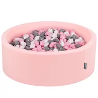 Zabawki do kąpieli - KiddyMoon Suchy basen okrągły z gwiazdkami 6cm różowy: biały-szary-pudrowy róż 90x30cm/600gwiazdek Zabawka basen piankowy - miniaturka - grafika 1