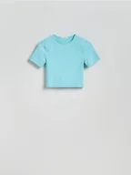 Koszulki i topy damskie - Reserved - Krótki t-shirt - jasnoturkusowy - miniaturka - grafika 1