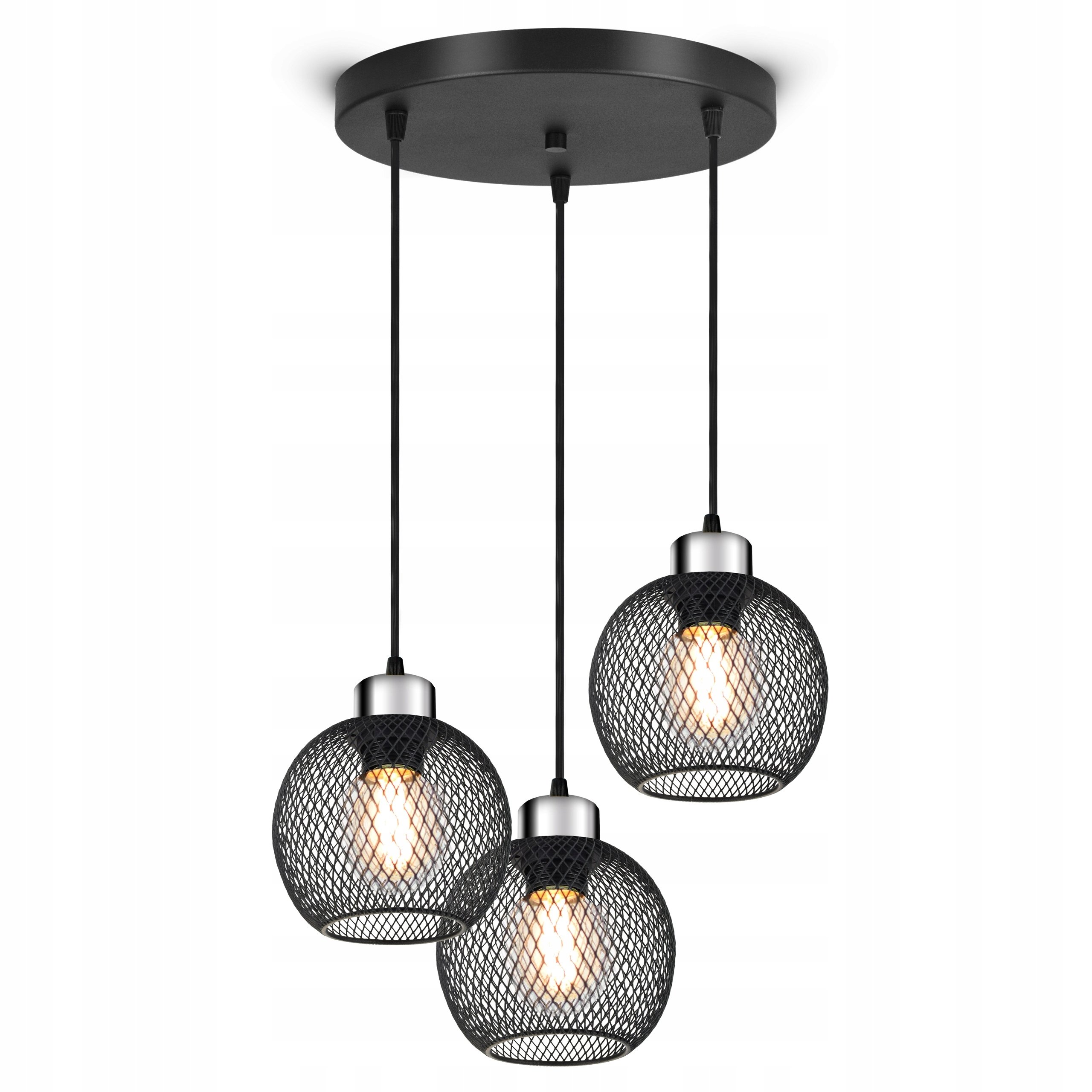 Lampa Sufitowa Żyrandol Wisząca Vintage LOFT Reflektor 444-EZ3 E27 Z Siatki