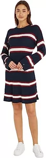 Tommy Hilfiger Damski sweter Micro Cable F&f, Rouge/Ecru/Desert Sky Stp, L - Swetry damskie - miniaturka - grafika 1