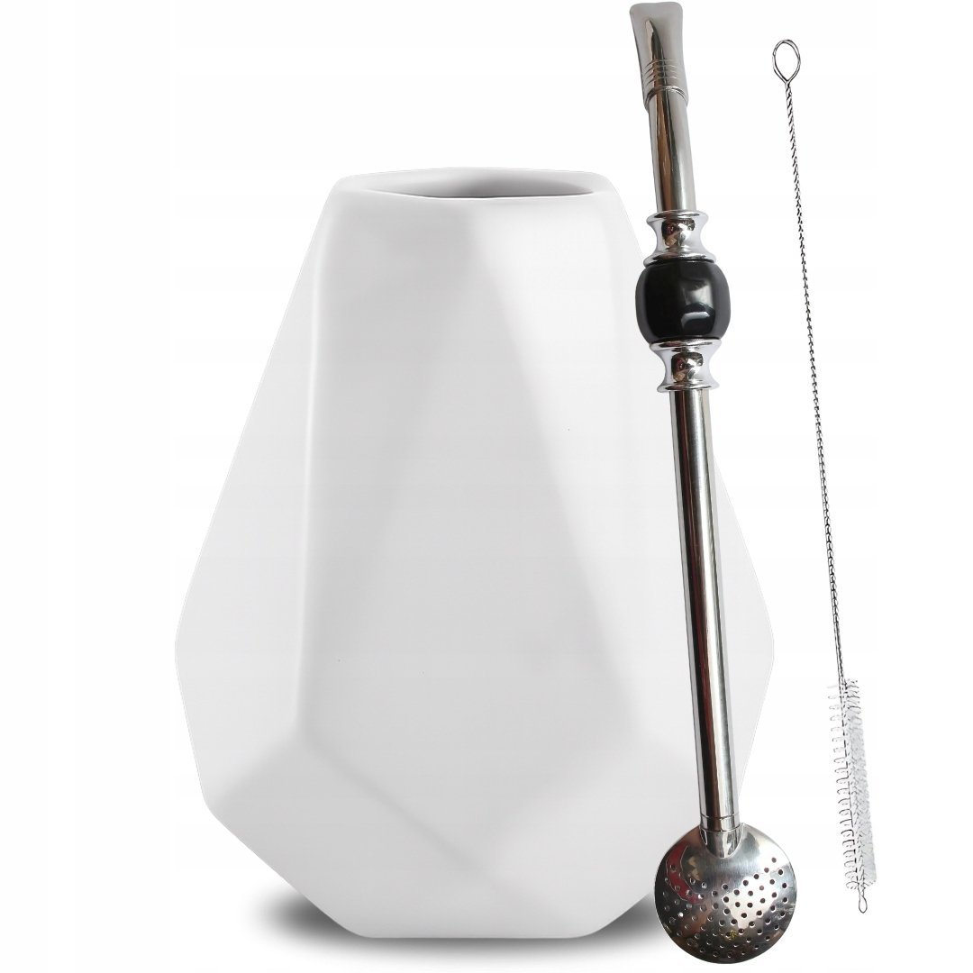 Zestaw Startowy do Yerba Mate Tykwa Ceramiczna DIAMENT + Bombilla - Czarna