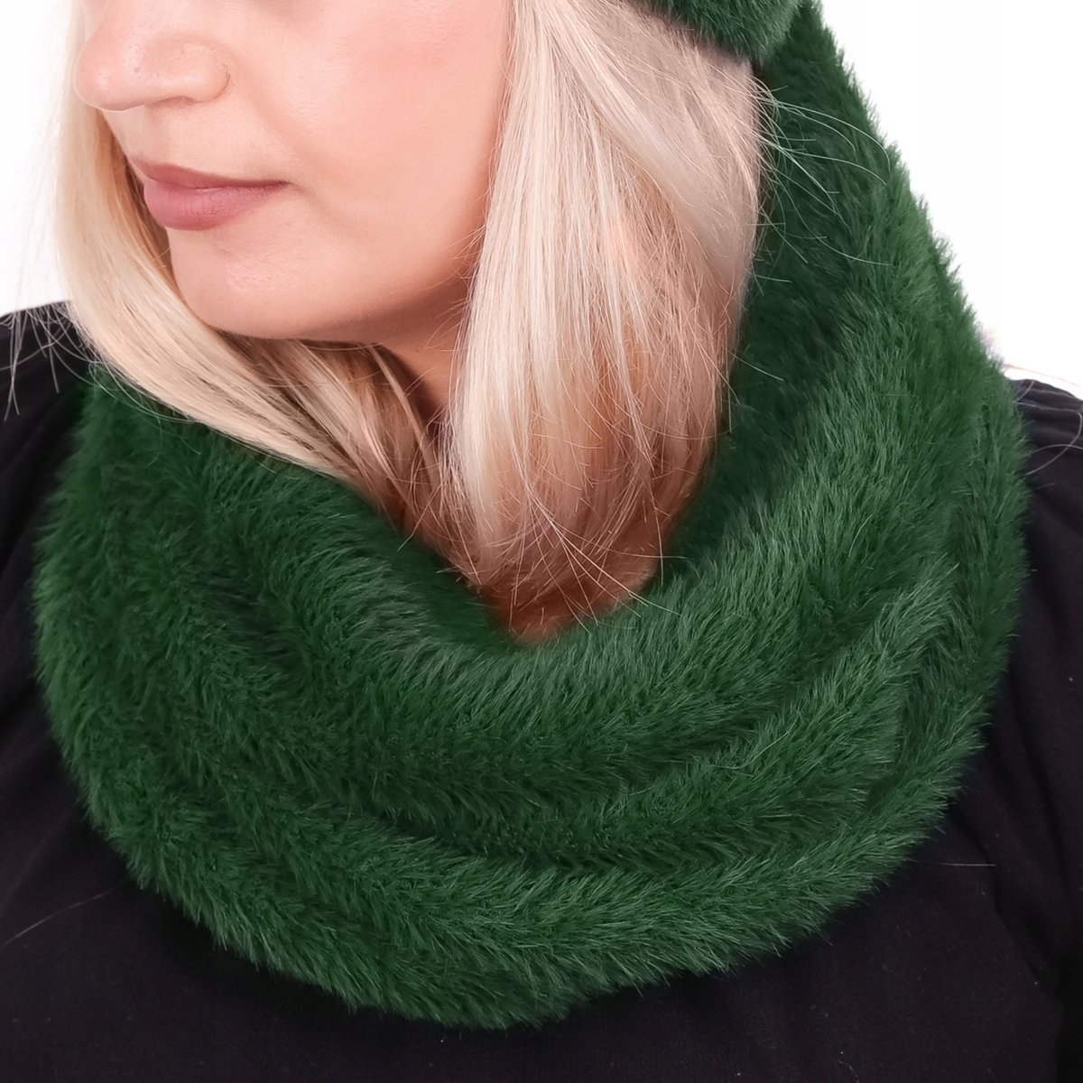 Komin WINTER ALPACA szal ciepły Zielony
