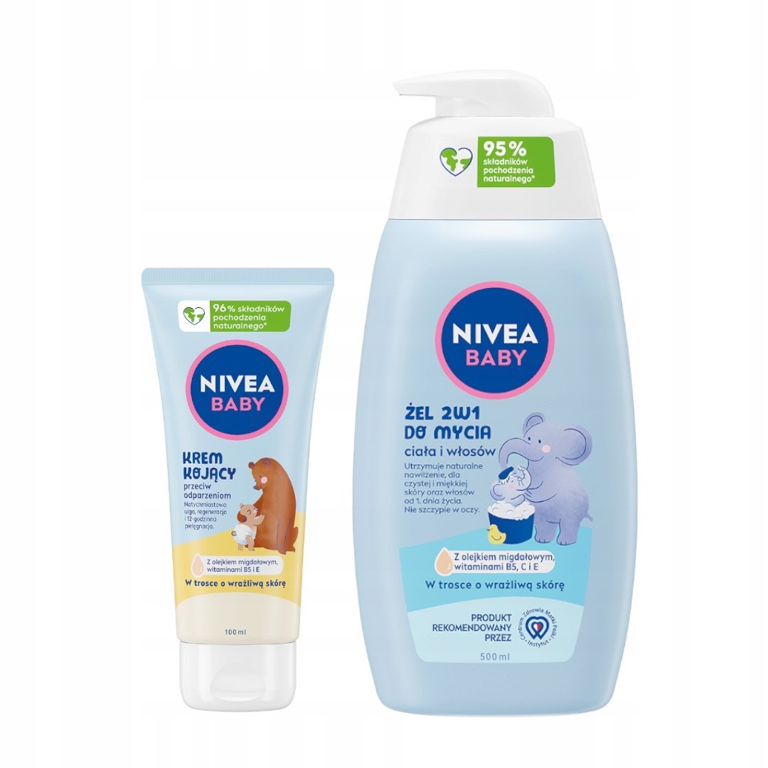 NIVEA BABY Krem przeciw odparzeniom 100ml + Żel do mycia dla dzieci 500ml
