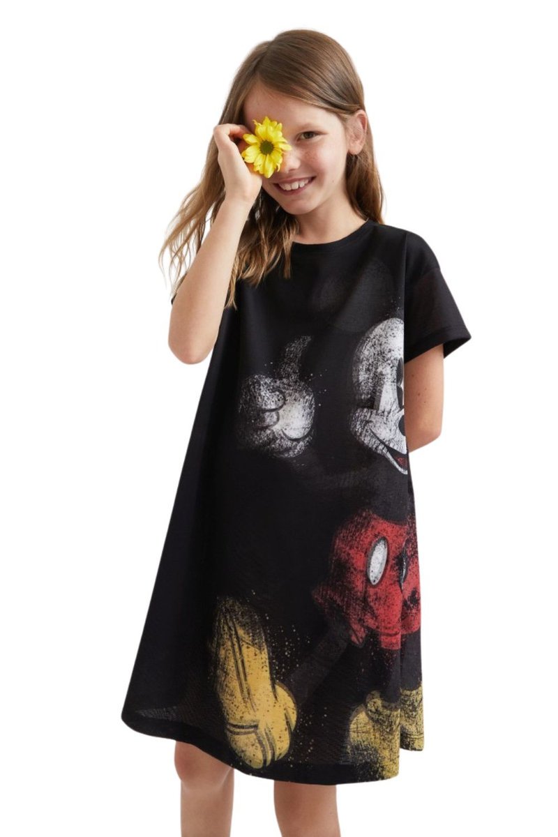 Sukienka dziewczęca Desigual OK Mickey czarna tiulowa-98