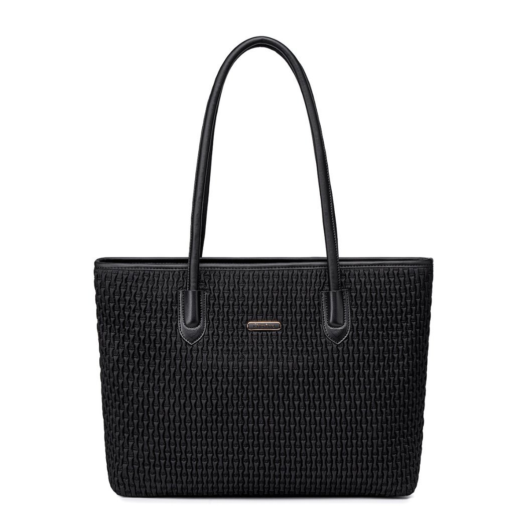 Torba damska shopper czarna klasyczna 17,9 l pojemna z zamkiem na uczelnię i spotkania. CHANTARIA CB800 Black.