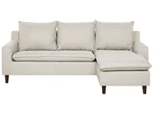 Narożniki - Beliani Sofa narożna tapicerowana beżowa ELVENES - miniaturka - grafika 1