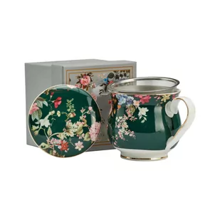 Marco Polo SJ Kubek Porcelanowy Z Zaparzaczem I Pokrywką Wiosenne Kwiaty Ii Turkusowy 480 Ml - Kubki - miniaturka - grafika 1