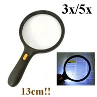 Lunety i akcesoria - 3w1: Wielka Lupa / Szkło Powiększające (średnica 13cm!!) o Powiększeniu 3x/5x + Oświetlenie 3x LED. - miniaturka - grafika 1
