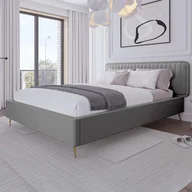Łóżka - Łóżko tapicerowane SF1041 | 140x200 | Welur | Szary - miniaturka - grafika 1