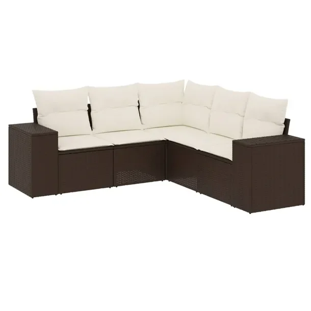 Zestaw mebli ogrodowych brązowy z poduszkami, rattan PE, 62 x 62 x 69 cm