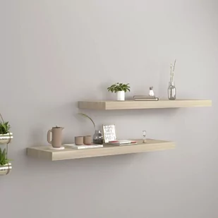 vidaXL vidaXL Półki ścienne, 2 szt., kolor dębowy, 80 x 23,5 x 3,8 cm, MDF - Półki do salonu - miniaturka - grafika 1