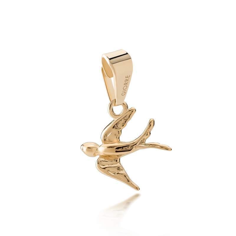 Srebrny charms beads zawieszka jaskółka, srebro 925 : Srebro - kolor pokrycia - Pokrycie żółtym 18K złotem, Wariant - Zawieszka