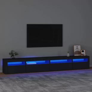 Lumarko Szafka pod TV z oświetleniem LED, czarna, 270x35x40 cm - Szafki RTV - miniaturka - grafika 1