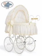 Łóżeczka i kojce - My Sweet Baby luxury Kosz Mojżesza Retro Elisa - Biały + kremowa pościel z koronką - miniaturka - grafika 1