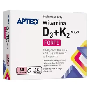 Suplement diety, APTEO Witamina D3+K2 MK-7 Forte, 60 kaps. - Witaminy i minerały - miniaturka - grafika 1