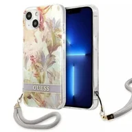Etui i futerały do telefonów - Guess GUHCP13MHFLSU iPhone 13 6,1" fioletowy/purple hardcase Flower Strap - miniaturka - grafika 1