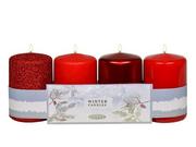 Ozdoby bożonarodzeniowe - Adpal Komplet czterech czerwonych świec - miniaturka - grafika 1