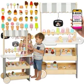 Zabawy w naśladowanie dorosłych - Drewniana Lodziarnia Wózek z Lodami i Akcesoriami Lodziarnia Drewniana z Kółkami PREZENT ŚWIĄTECZNY DLA DZIEWCZYNKI CHŁOPCA + EBOOK-3 - miniaturka - grafika 1