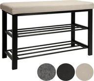 Szafki na buty - Stojak na buty z metalową ławką 81x32x46 cm Ławka na buty beżowa - miniaturka - grafika 1