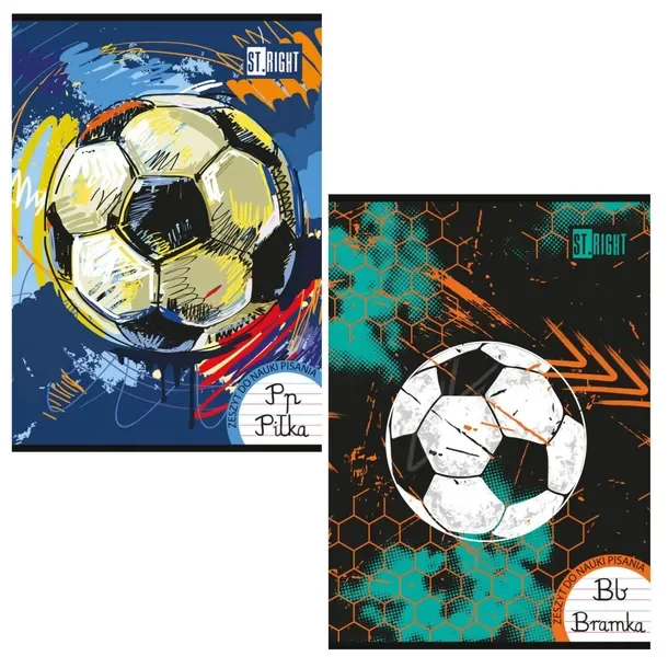Zeszyt do nauki pisania. A4 32 kartki linia dwukolorowa. Okładka laminowana 70 g/m2. Football Energy
