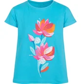 Bluzki dla dziewczynek - T-shirt z krótkim rękawem dla dziewczynki,z motywem kwiatowym, niebieski 3-8 lat - miniaturka - grafika 1