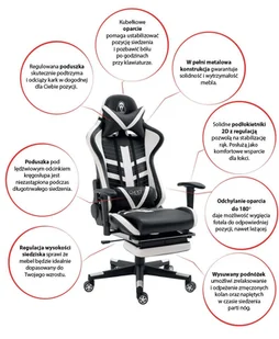 Fotel gamingowy z podnóżkiem GHOST-SIX czarno czerwony - Fotele gamingowe - miniaturka - grafika 10
