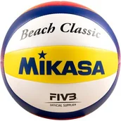 Siatkówka - Piłka siatkowa plażowa Mikasa Beach Classic biało-żółto-niebieska BV552C-WYBR - miniaturka - grafika 1