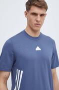 Koszulki męskie - adidas t-shirt bawełniany męski kolor niebieski z nadrukiem IX5199 - miniaturka - grafika 1