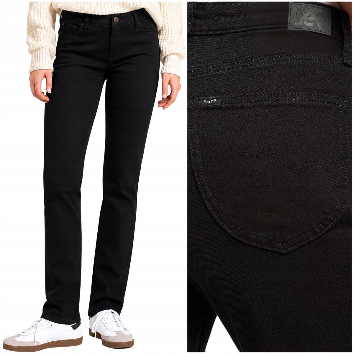 Lee Elly slim czarne dopasowane damskie proste spodnie jeansowe W33 L33