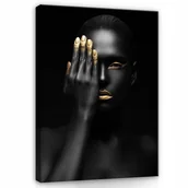 Obrazy i zdjęcia na płótnie - Obraz Do Sypialni Złote Usta Kobieta Akt Na Płótnie Ścianę Duży 120x80 - miniaturka - grafika 1