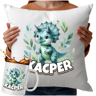 Kubek Poduszka Dinozaur 330ml 40x40cm Z Napisem Prezent Dla Dziecka - Gadżety dla niej i dla niego - miniaturka - grafika 1