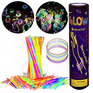 2x 100x OPASKI FLUORESCENCYJNE PAŁECZKI BRANSOLETKI ŚWIECĄCE W CIEMNOŚCI KO - Biżuteria dla dzieci - miniaturka - grafika 1
